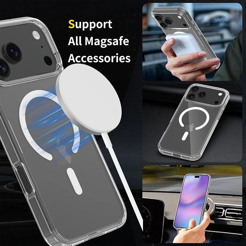 Magnetic Magsafe Case For iPhone 17 Pro Max Hybrid Hard Cover for iPhone17ProMax iPhone17Pro 2025 Clear Shockproof Soft Shell