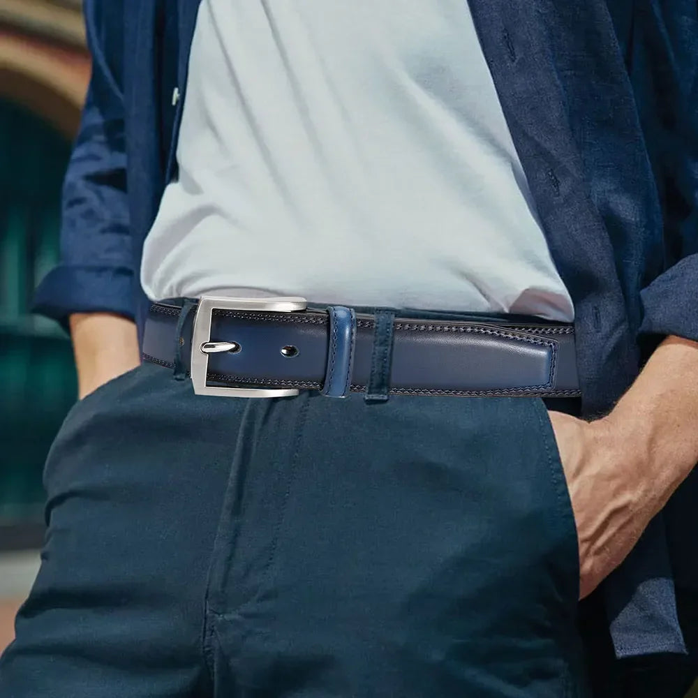 Men's Leather Belt Needle Buckle Belt Trendy New Casual Genuine Leather LONG Large Belts Cowhide Men's Belt Plus Size Men Belts