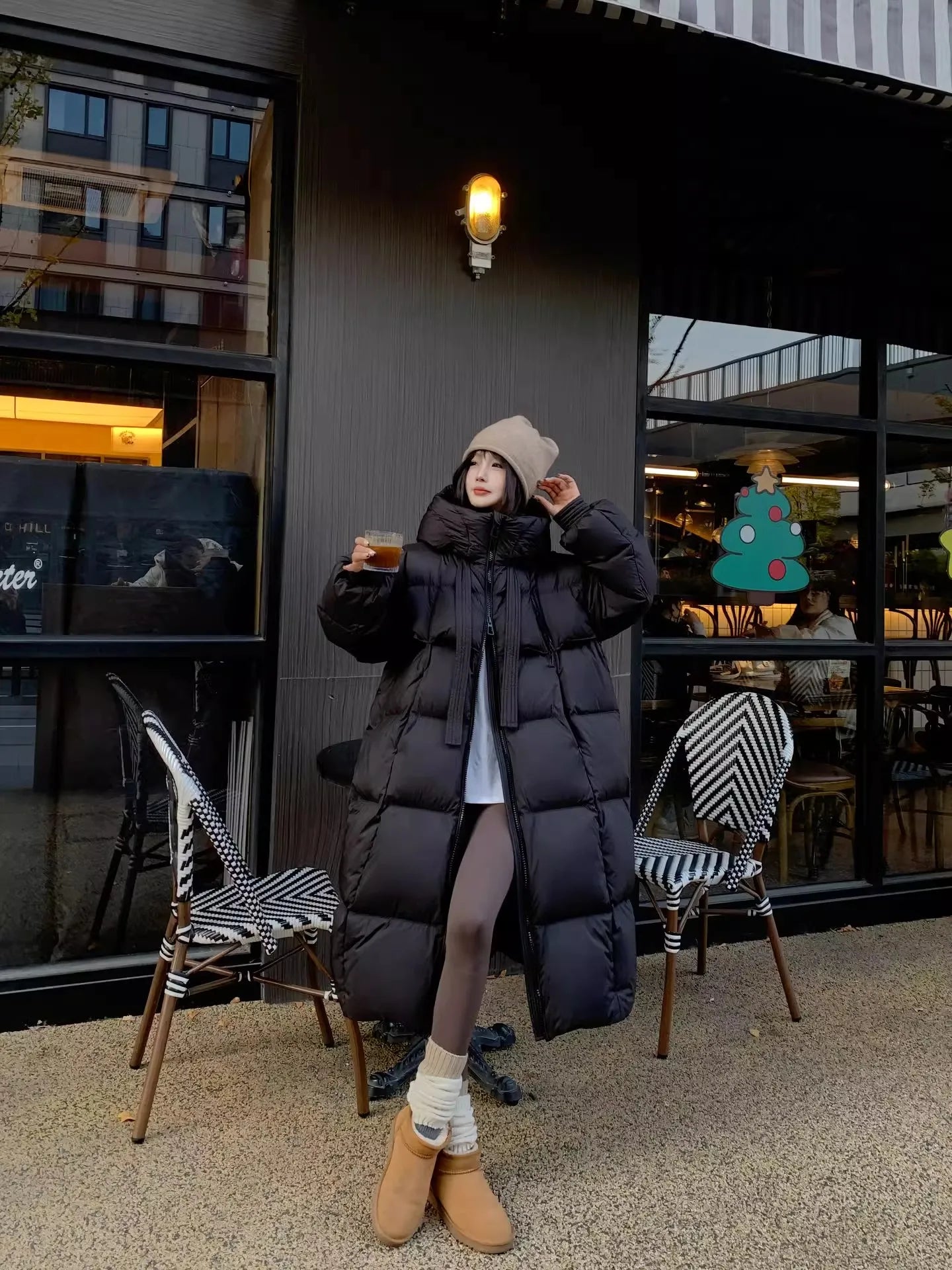 FIGOHR Women's Down Cotton Padded Jackets Korean Thickened Warm Long Overcoat Solid Hooded Overall Topcoat 2024 Winter