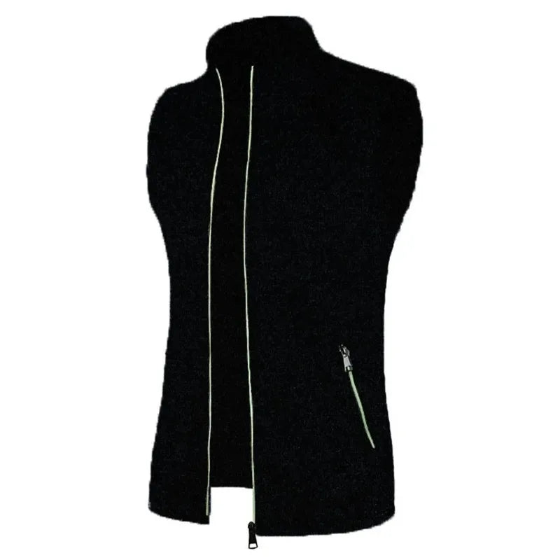 New Mens Zipper Sleeveless Jacket Coats Outdoor Warm Turtleneck Sweatshirts Breathable Solid Color Streetwear Athletic Vest Tops