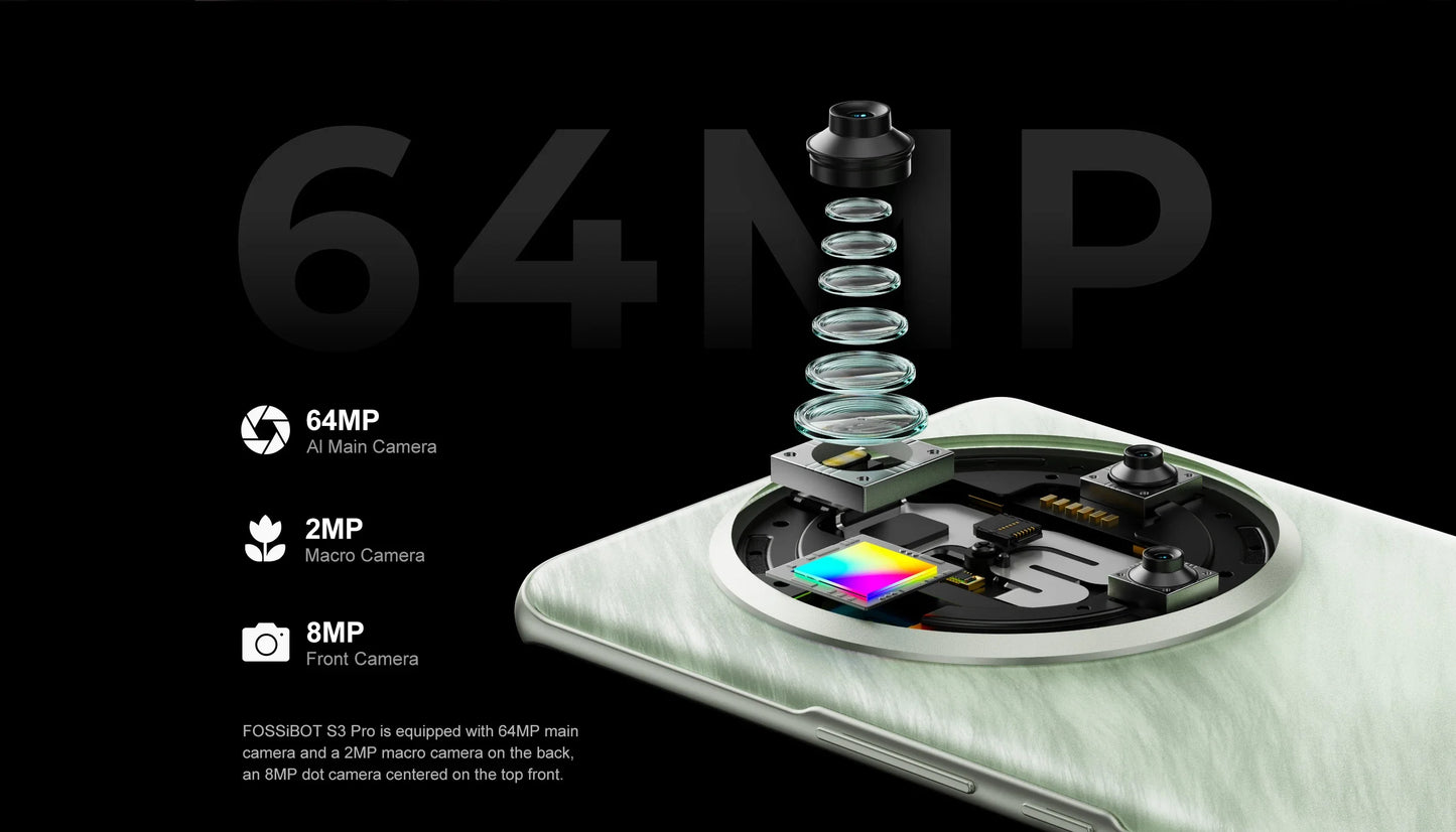 FOSSiBOT S3 PRO Smartphone 20GB +128GB 6.67" AMOLED Display Android 14  Mobile 8+64MP Camera NFC Cell Phone