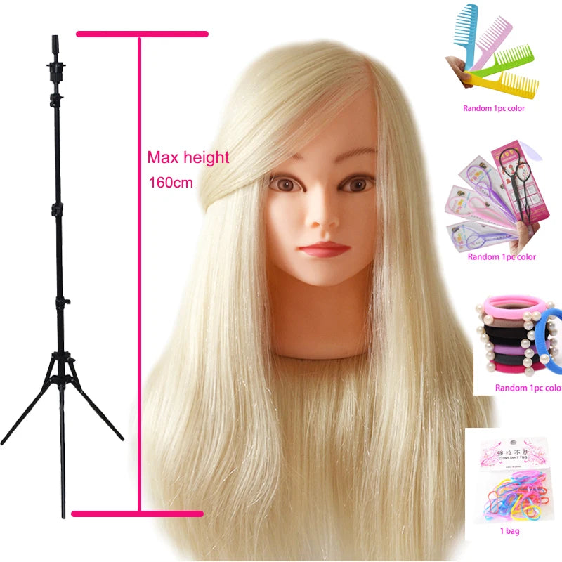 85%Real Hair Doll Head For Hairstyle Hairdressing Professional Mannequin Head Styling To Practice Hot Curl Iron Straighten