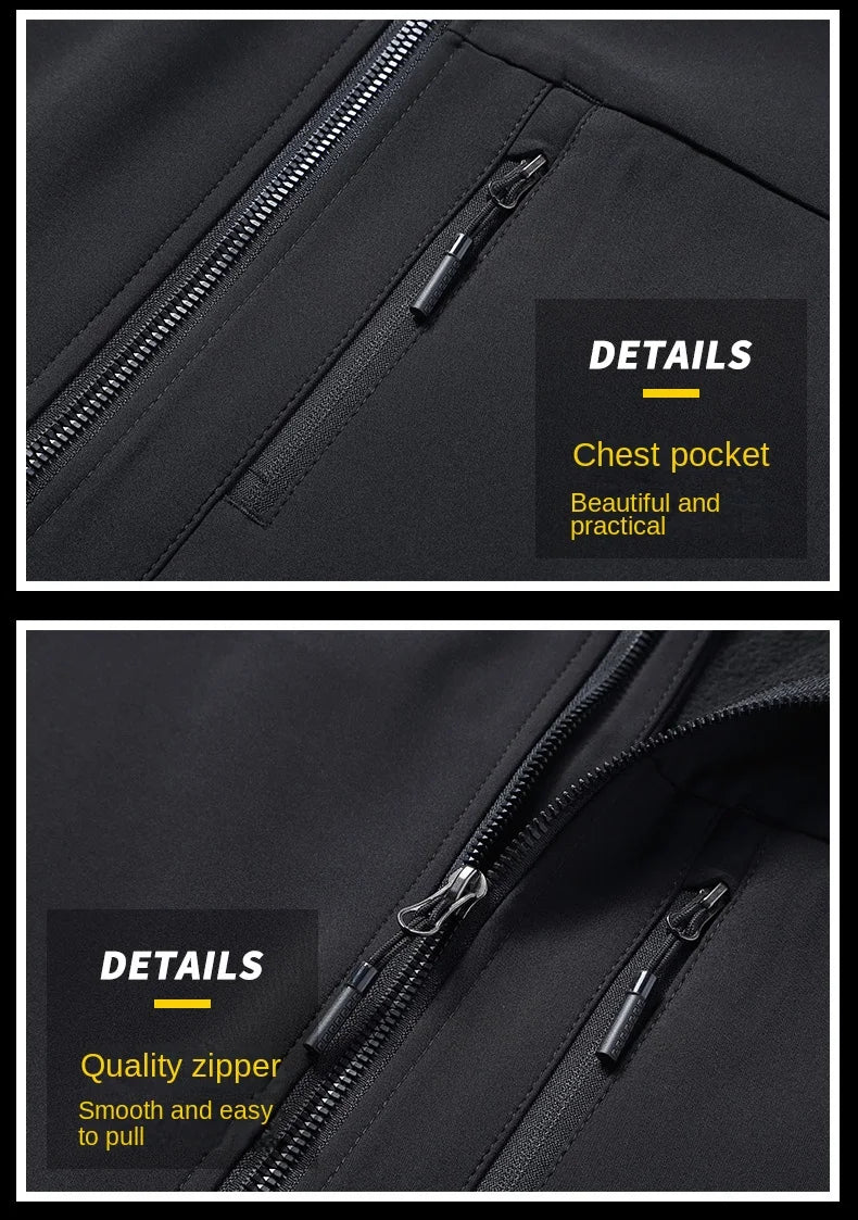 Soft shell thick vest men's autumn and winter work clothes plush jacket waterproof sleeveless windproof running sports vest