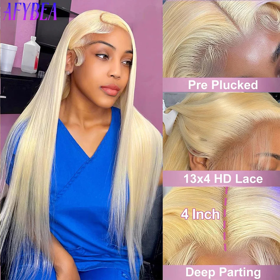 613 Lace Front Wigs Human Hair Hd Lace Wig 13x6 Human Hair Straight Blonde 613 Human Hair Wig Pre Plucked Bleached Knots 40 In