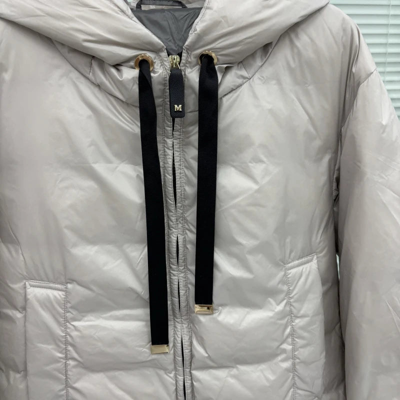 Schinteon Women's 90% White Duck down Jacket Casual Loose Oversize Autumn Winter Outwear with Hood Top Quality Coat 2025 New