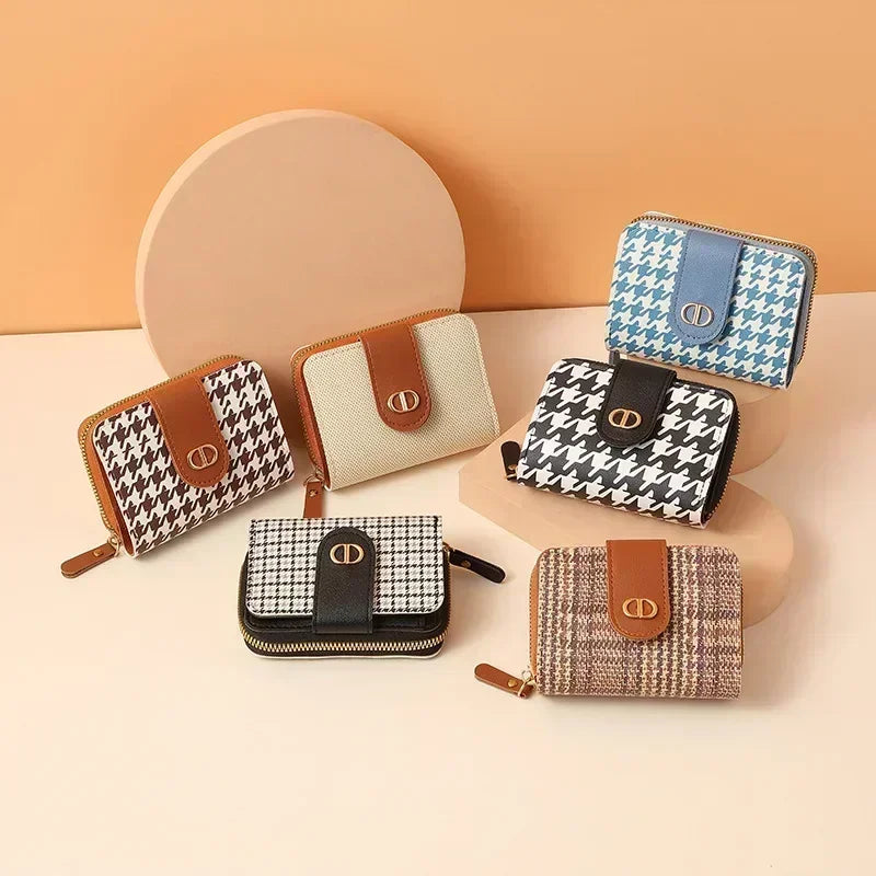 New Light Fashion Luxury Large CapacitySmall Wallet Women's Short Buckle Canvas Multi Card Anti Demagnetization Wallet