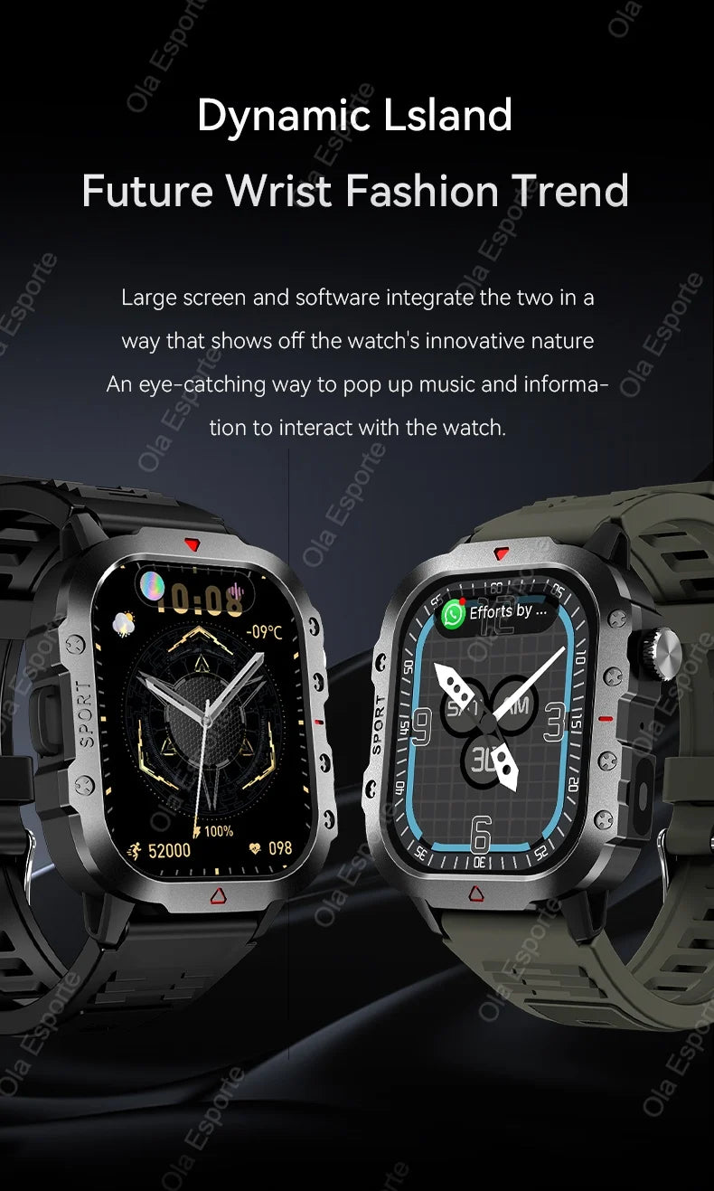 Outdoor Sports Smartwatch New 2025 2.01 inch HD Screen LED Flashlight Bluetooth Talking Smart Watch for Men Women Holiday Gift