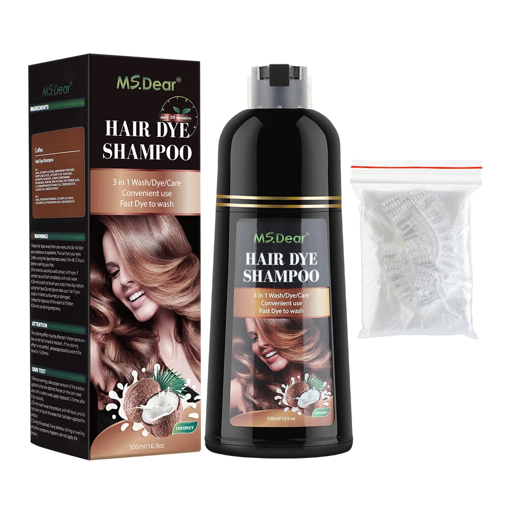 Hair Color Shampoo for Gray Hair 3 in 1 Black Hair Dye Shampoo for Women&Men Natural Herbal Safety Nourishing Hair Care Cream