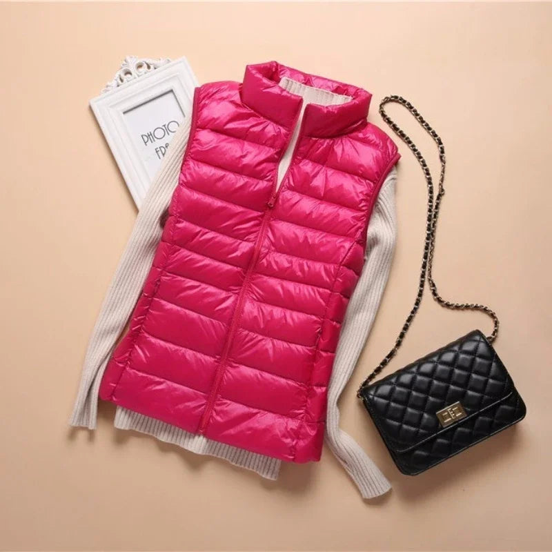New Down Lightweight White Duck Down Vest Short Sleeveless Vest  Autumn/Winter Slim Fit Ultra Light Down Jacket Women Jackets