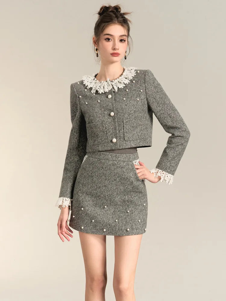 2024 new Winter clothes for women two piece set Jackets Coat + Skirt Female conjuntos para mujeres 2 piece sets women outfit