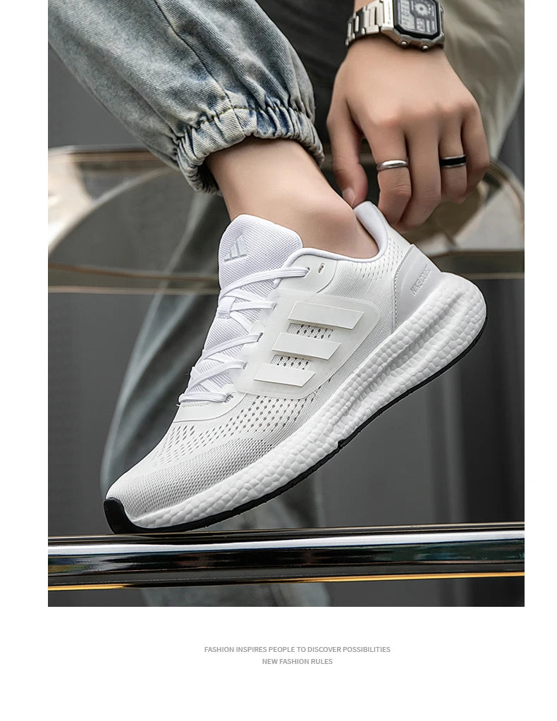 2025 New Summer  Lightweight High Quality Three Bars Mesh Popcorn Sports Running Shoes Couple Style36-45 Breathable Comfortable