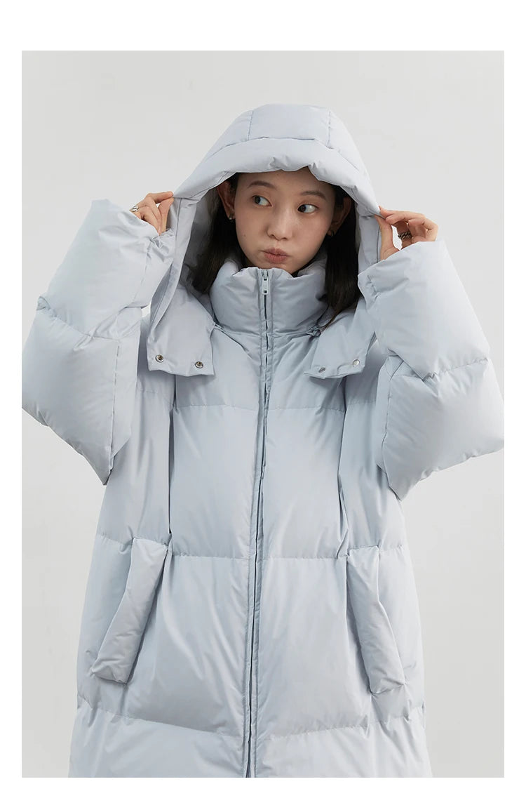 CHIC VEN Korean Women White Down Coats Loose Solid Female 90 White Duck Down Jacket for Woman Tops Autumn Winter 2024 Clothing