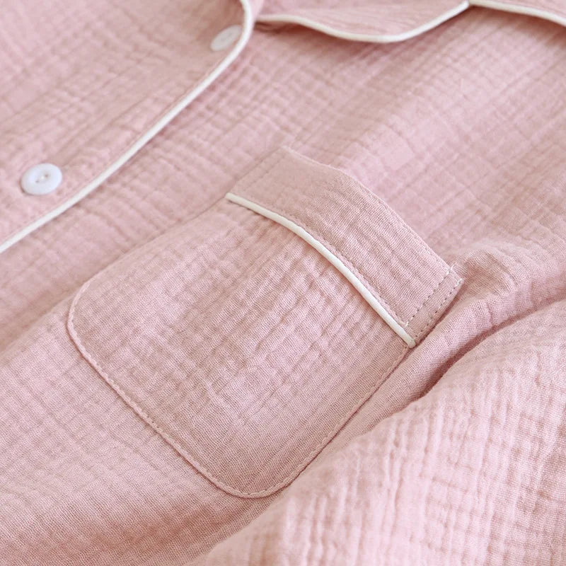 Women's Home Clothes Cotton Spring and Autumn Long Sleeved Long Pants Home Clothes Cardigan Simple Two-piece Pyjamas Set