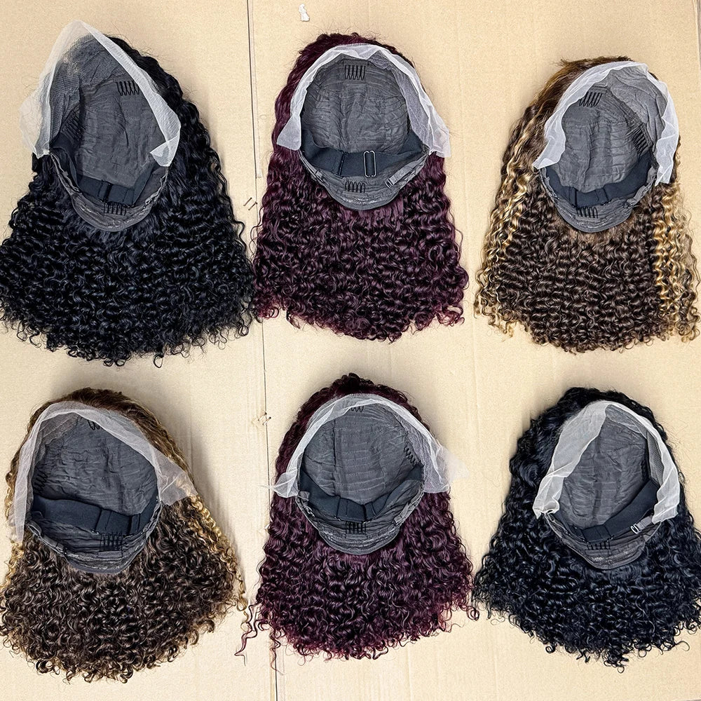 Jerry Curly Double Drawn Wigs 280% Density 13x4 Transparent Lace Frontal Human Hair Pixie Curly Human Hair Wig for Black Women