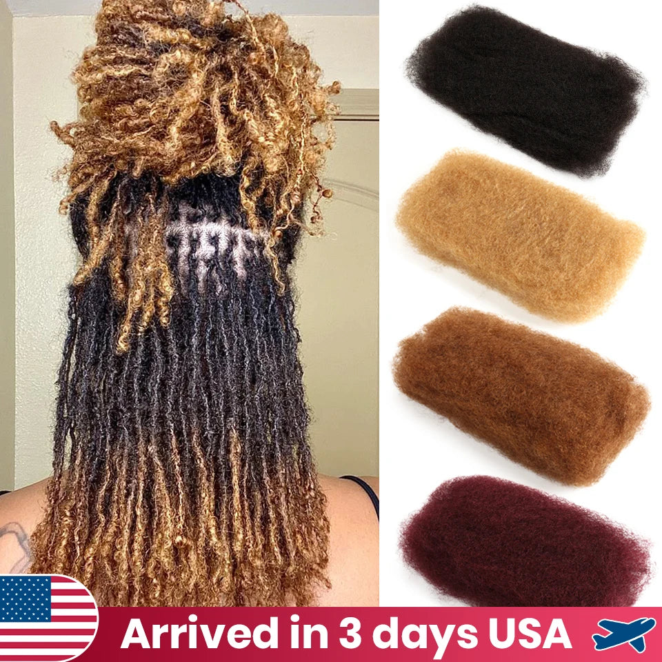 Brown Blonde Highlight  Afro Kinky Bulk Hair No Attachment Afro Curly Bulk Human Hair Remy Dreadlock Natural Color Braids Hair