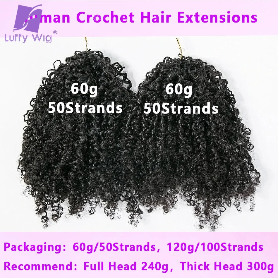 Crochet Human Hair Afro Kinky Curly Extensions Pre Separated Knotless Feather Lightweight Hair Crochet Bundles For Boho Braids