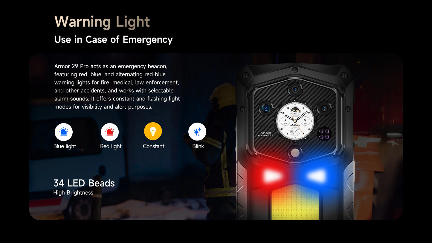 Ulefone Armor 29 Pro 5G AI Rugged Phone 21200mAh 120W 64MP Night Vision 6.67" 120Hz 512GB ROM Mobile MTK Dimensity 7400