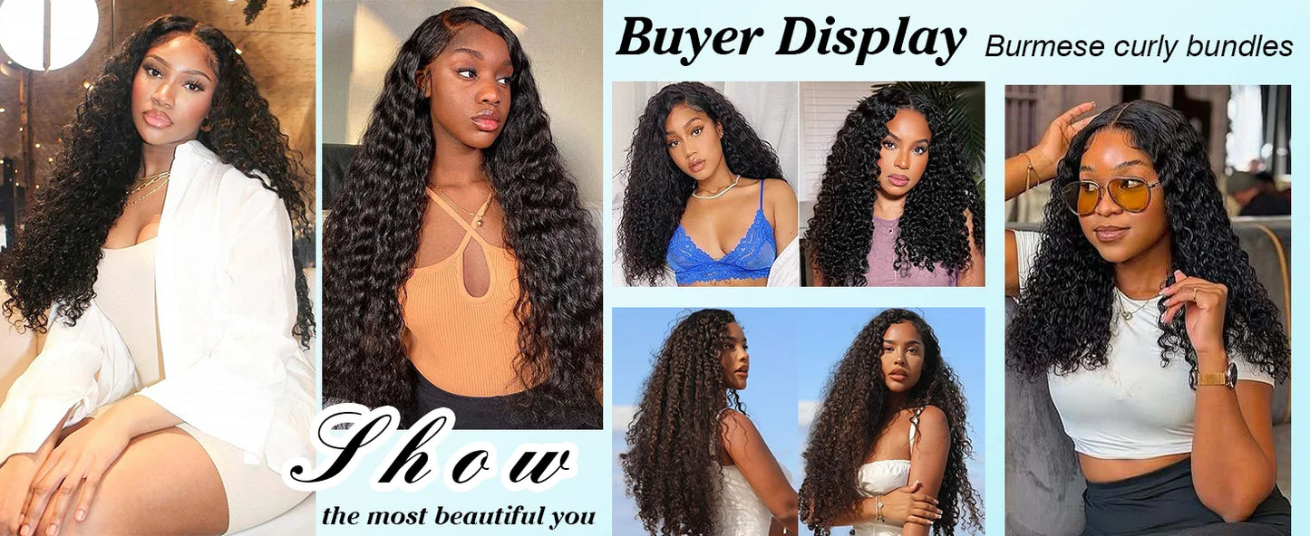 Burmese Curly Bundles Human Hair Burmese Vietnamese Raw Hair Bundles 1/3/4 pc 100% Unprocessed Double Weft Hair Extensions Weave