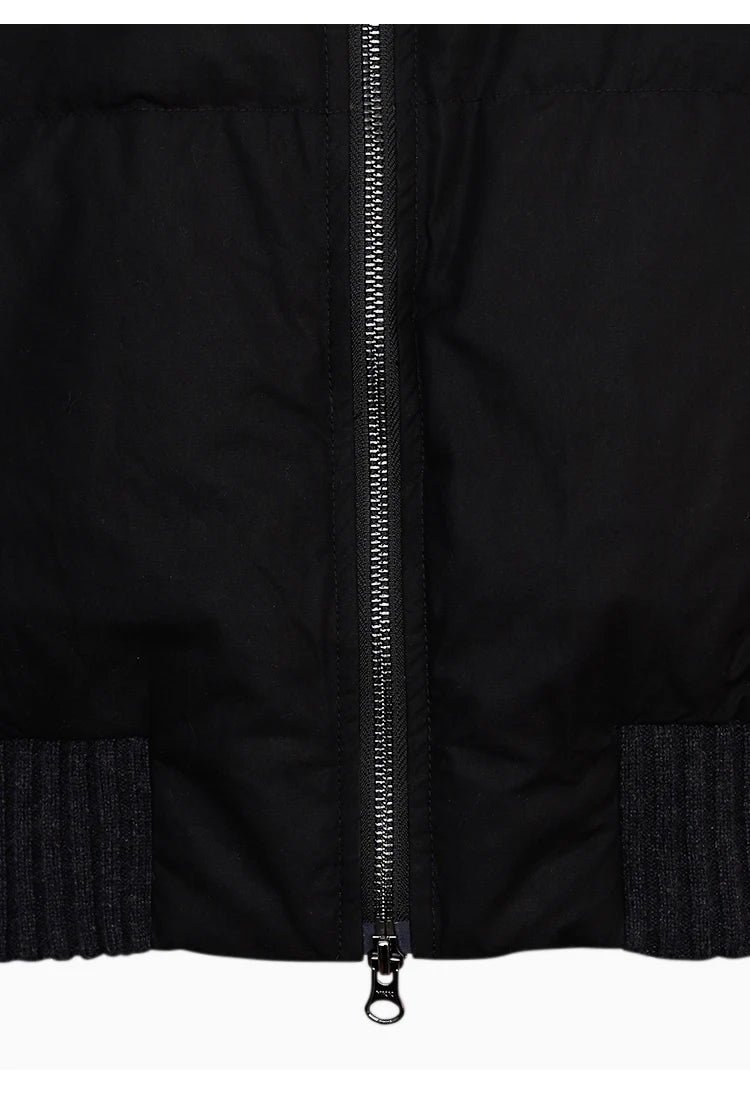 BC835 White goose down with large lapel warm zipper long-sleeved down jacket 100 cashmere warm coat