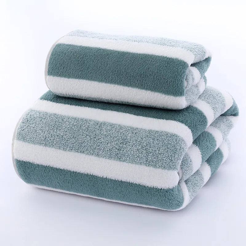 Quick-Drying Striped Towel Set For Soft And Absorbent Bathroom Experience Bath Towel Or Hand Towel