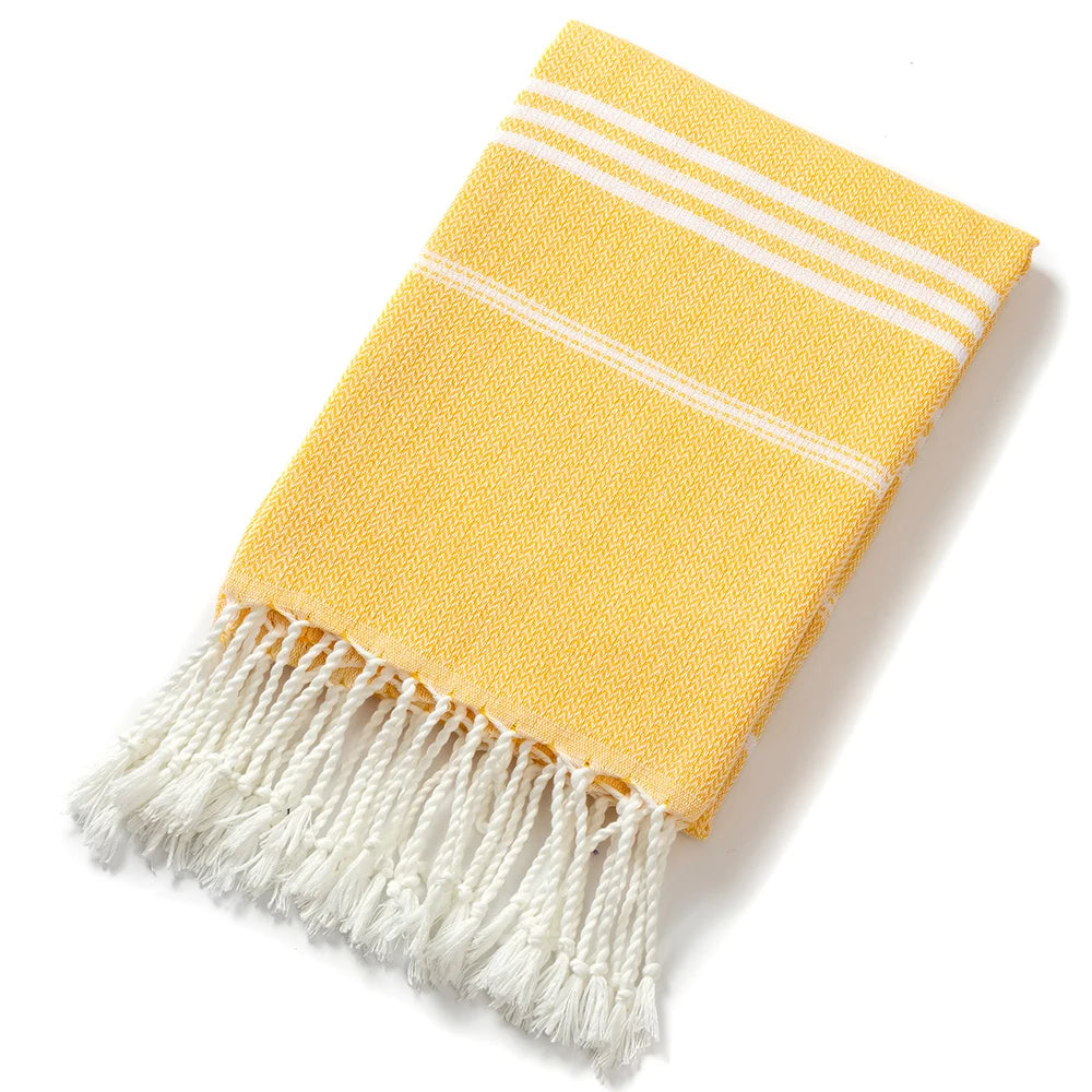 Cotton Striped  Turkish Sports Bath Towel with Tassels Travel Gym Camping Sauna Beach Pool Blanket Absorbent Easy Care