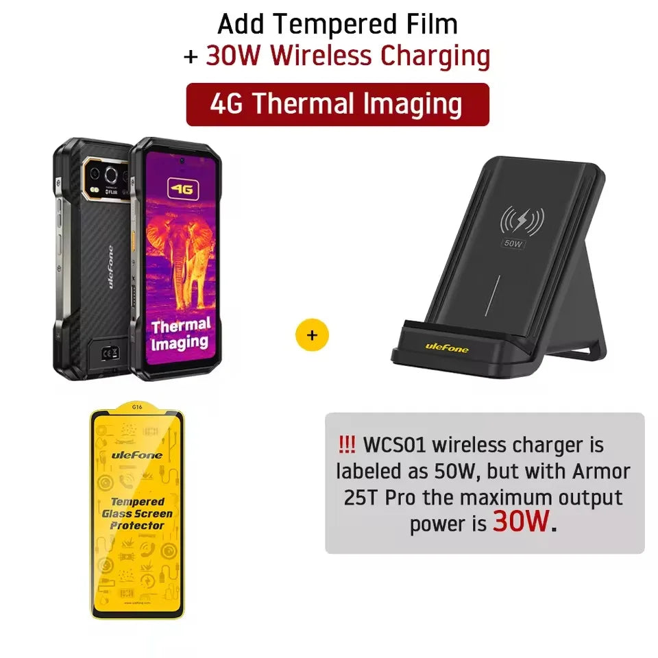 Ulefone Armor 27T Rugged Phone Thermal Imager 12GB+256GB 10600mAh 6.78'' Android 14 Helio G99 Night Vision 4G NFC Smartphone