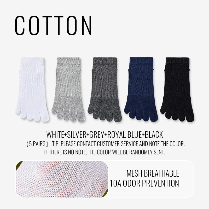 MiiOW Cotton Five Finger Short Sock Men Ankle Spilt Toe Sock Summer Thin Sock Breathable Mesh Sweat Absorbent Antibacterial Soc
