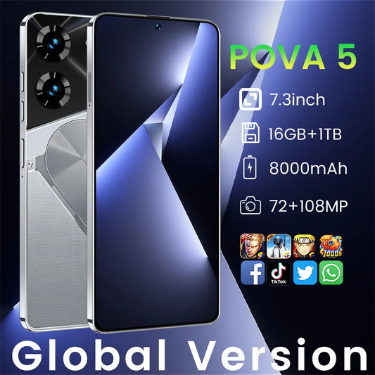 2025 NEW Pova 5 Pro 6800mAh Android 13 Global Version Cell Phone Original 4G 5G Smartphone 7.3HD Dual Sim Smart Mobile Phones
