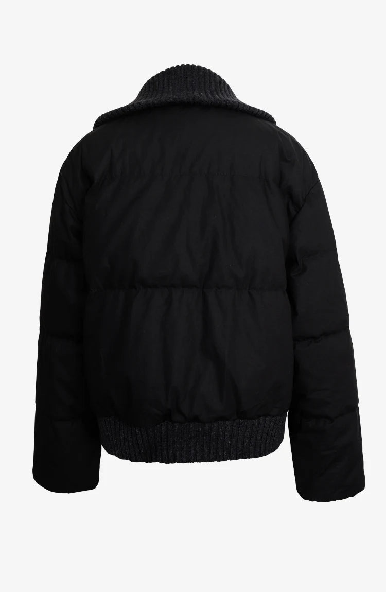 BC835 White goose down with large lapel warm zipper long-sleeved down jacket 100 cashmere warm coat