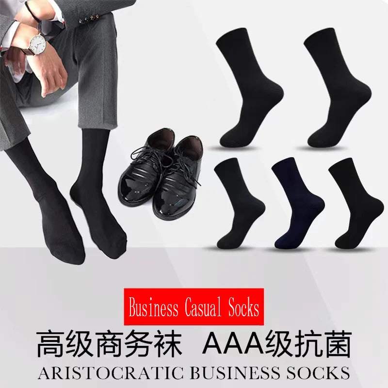 5 Pairs High Quality Spring Autumn Men's Cotton Socks Size38-45 Long Socks For Men Dress Socks Male Gifts Business Casual Sox