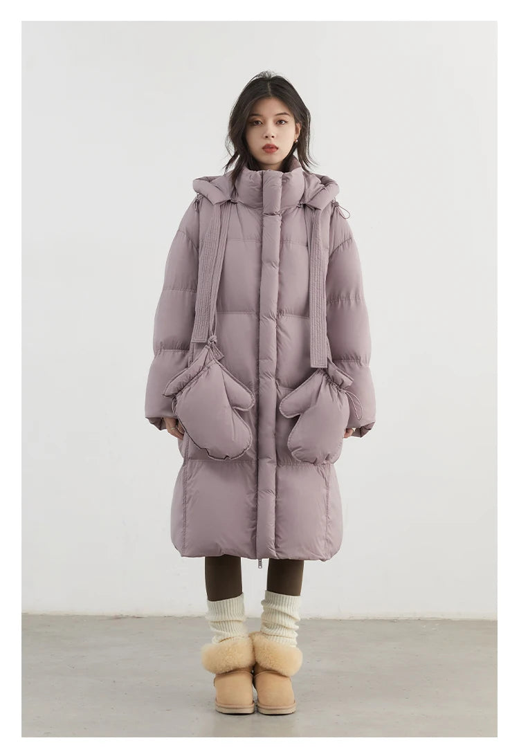 CHIC VEN New Women Down Coats Solid Loose Casual Hooded Down Jacket Female Soft 90 White Duck Down Coat Thick Autumn Winter 2024