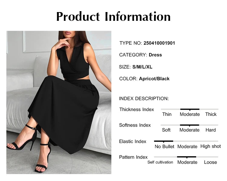 Mia Muse Dresses Summer Comfortable French Elegant Fashion Cut-Out Chic Sleeveless V-Neck Maxi Sweet Dating Dresses For Women