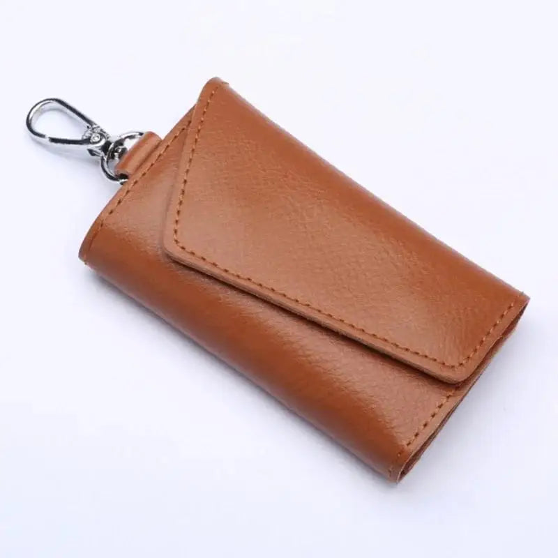 2025 New PU Leather Keychain Men Women Key Holder Organizer Pouch Cow Split Car Wallet Housekeeper Case Mini Card Bag