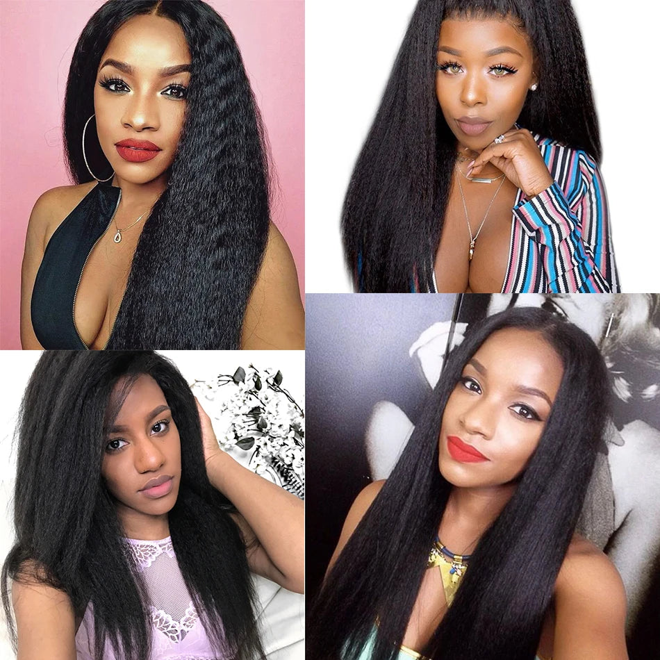 30 Inch Indian Raw Virgin Unprocessed 100% Virgin Human Hair Kinky Straight 1/2/3/4 PCS Bundles Yaki Straight For Black Women