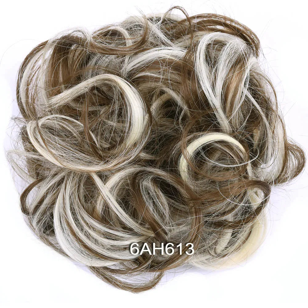 Jeedou Synthetic Messy Curly Hair Bun Chignon Donut Pad Elastic Hair Rope Rubber Band Hairpiece For Woman