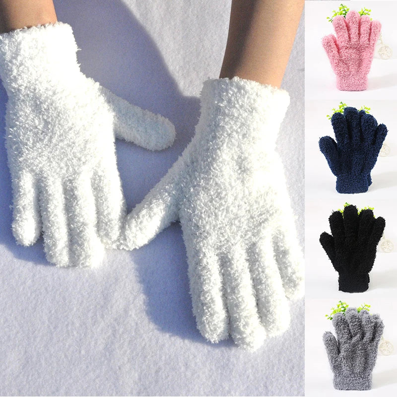 Women Thicken Coral Fleece Winter Gloves Autumn Warm Thick Touch Screen  Full Finger Guantes Female Outdoor Snow Skiing Mittens