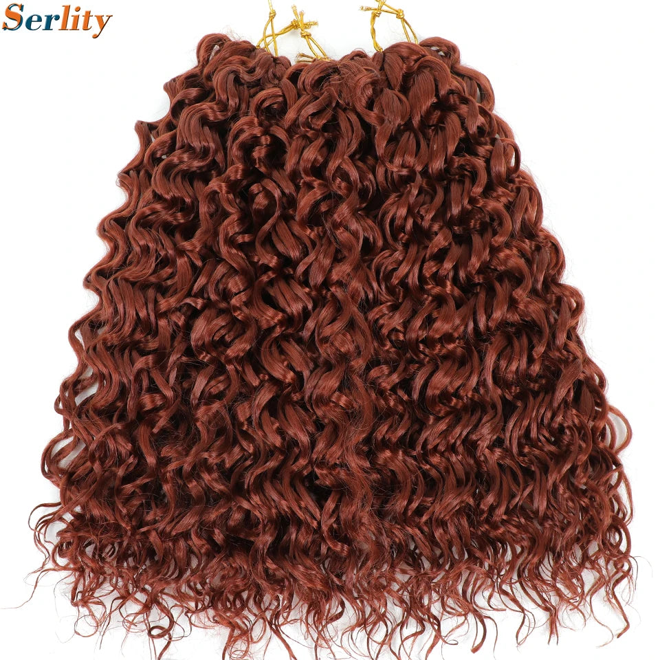 GoGo Curl Crochet Hair 14inch Curly Ocean Wave Synthetic Braiding Hair Jet Black Beach Curl Water Wave Deep Twist Crochet Braids