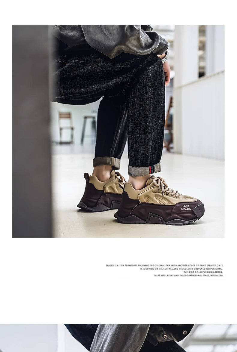 Loafers Men's sneakers Male sneakers Casual Shoes for men Sports and leisure Thick bottom Non-Slip Wear-resistant Work wear