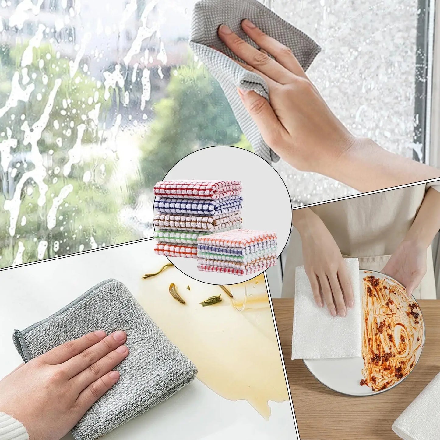 Terry Tea Towels 10Pcs  Kitchen Tea Towels Absorbent Lint Catering Restaurant Cloth Dish Towels Cleaning Cloth Kitchen Cleaning