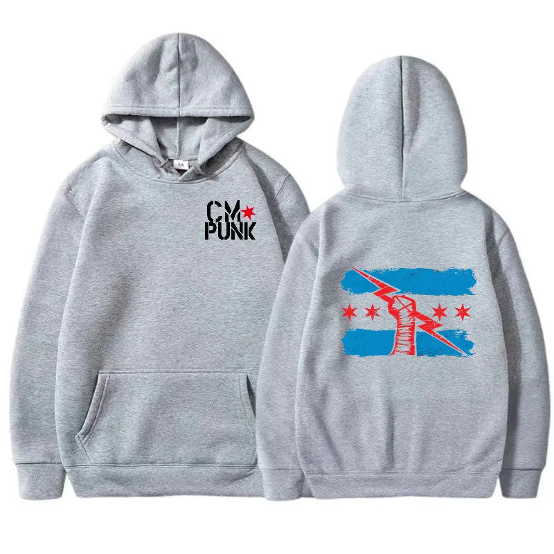 Autumn and Winter New Famous Wrestler Returns to CM Punk Men's Solid Hoodie Fashion Print Street Sports Casual Top Pullover