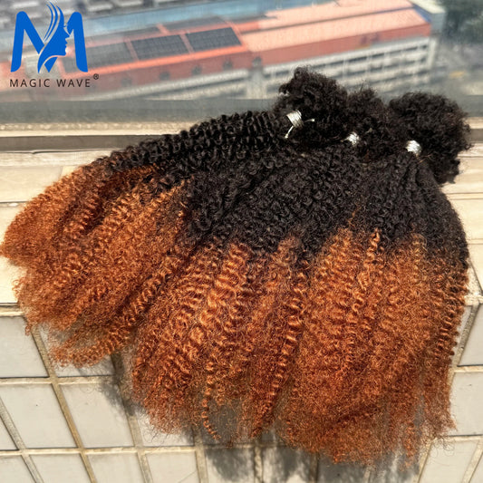 100% Human Hair Soft Afro Kinky Human Hair Bulk 16inch 30g/Pack T1B/30 Color 4C Afro Kinkys Bulk Human Hair for Locs Extensions