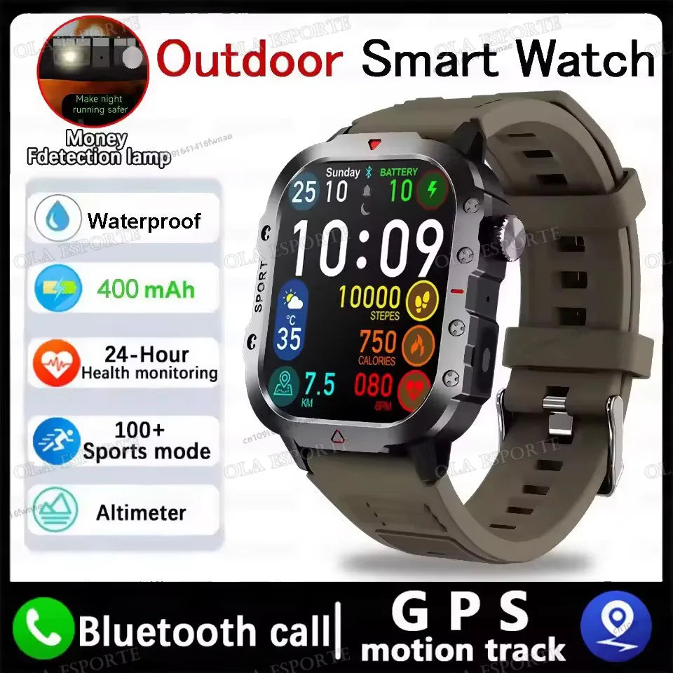 Outdoor Sports Smartwatch New 2025 2.01 inch HD Screen LED Flashlight Bluetooth Talking Smart Watch for Men Women Holiday Gift
