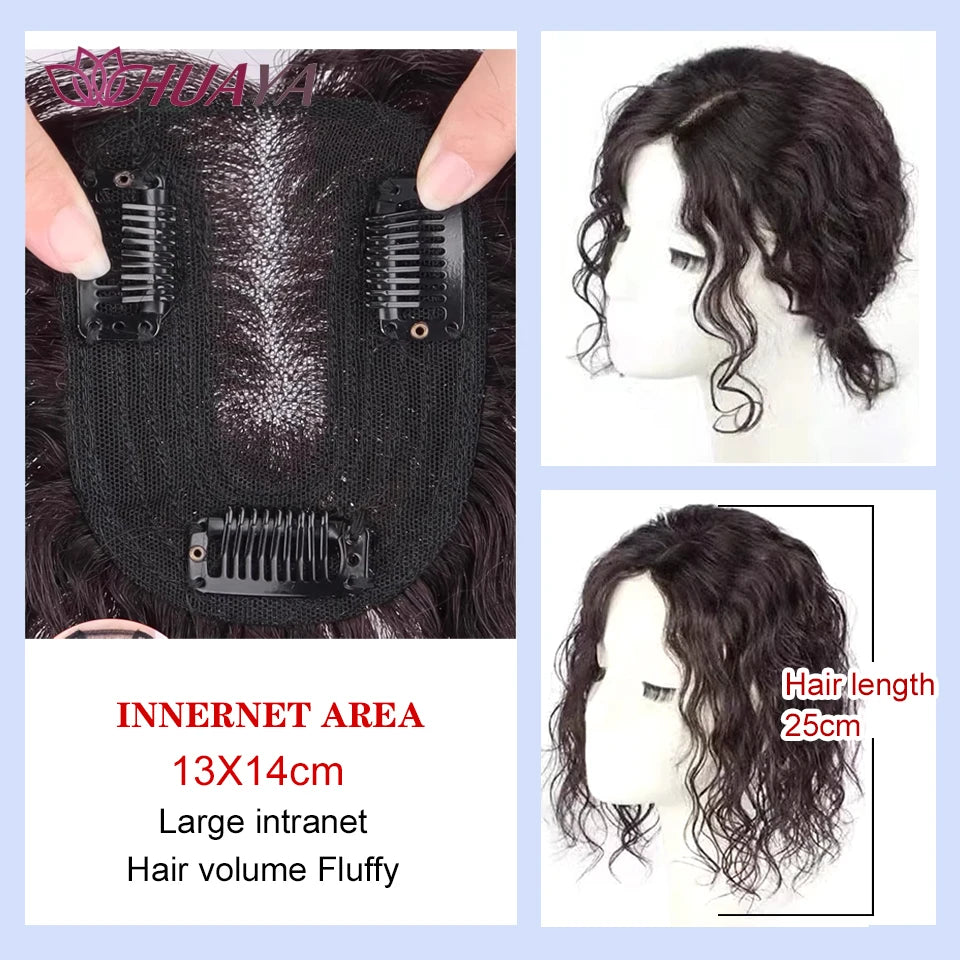 Synthetic Hair Toppers for Women Short Curly Clip In Hair Topper Wiglets with Middle part Bang Add Hair Volume Cover Gray Hair