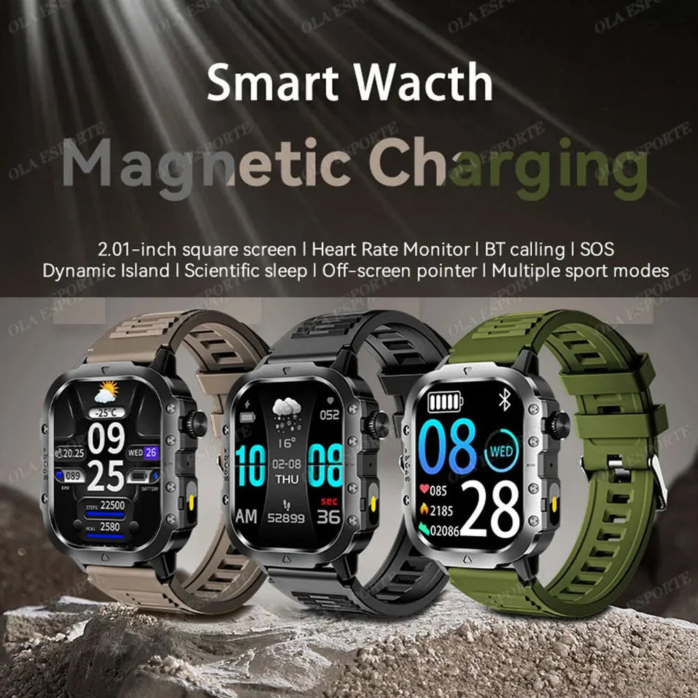 2025 New SmartWatch Men Militray Outdoor GPS Sport Watches Heart Rate Sleep Waterproof Smart Watch IOS Android