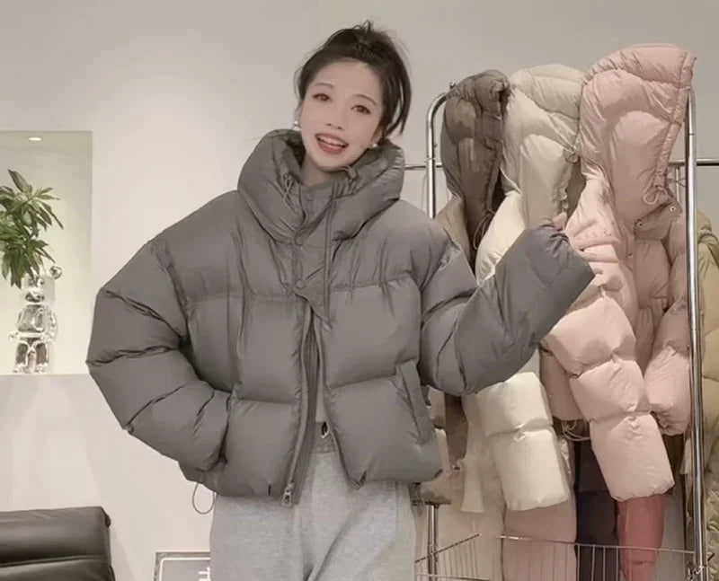 2024 New Fashion White Duck Down Jacket Hooded Women Autumn Winter Warm Over Size Casual Short Thick Outwear Female Coat