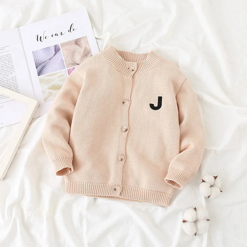 Autumn Kids Cardigan Sweaters Baby Girl Clothes Cartoon Letter Solid Cotton Sweater Boys Children Clothing Knitted Kids Sweaters