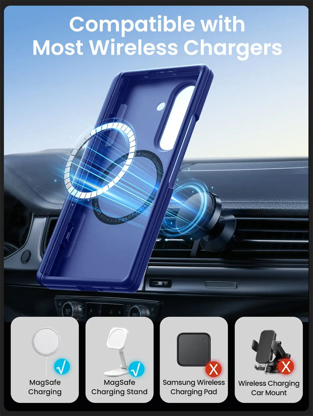 For Samsung Galaxy Z Fold 7 Case I-BLASON Cosmo Full Protective Hinge Protection Magnetic Case with MagSafe Stand & S Pen Holder