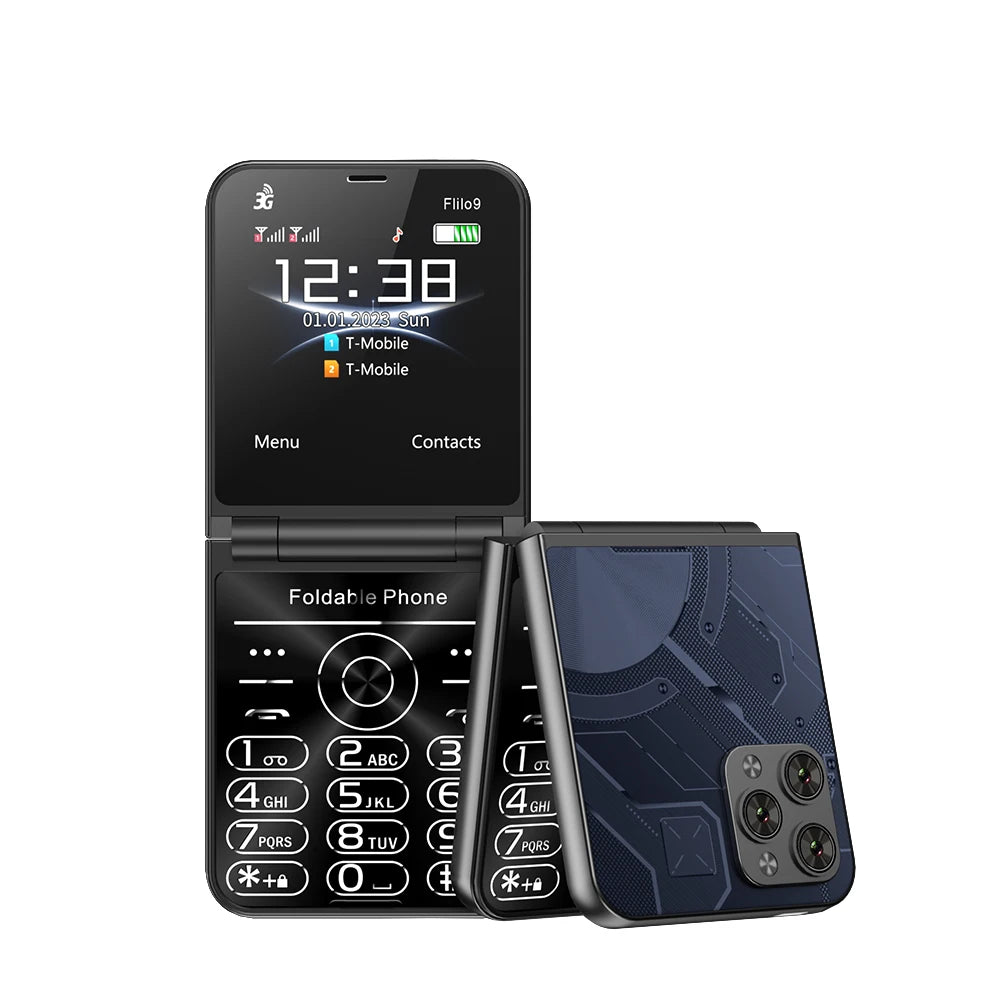 Low Price Sale SERVO Flilo9 3G Flip Mobile Phone 2 SIM Card Speed Dial Blacklist Call Record FM Radio 2.6inch Fold Cellphone MP4