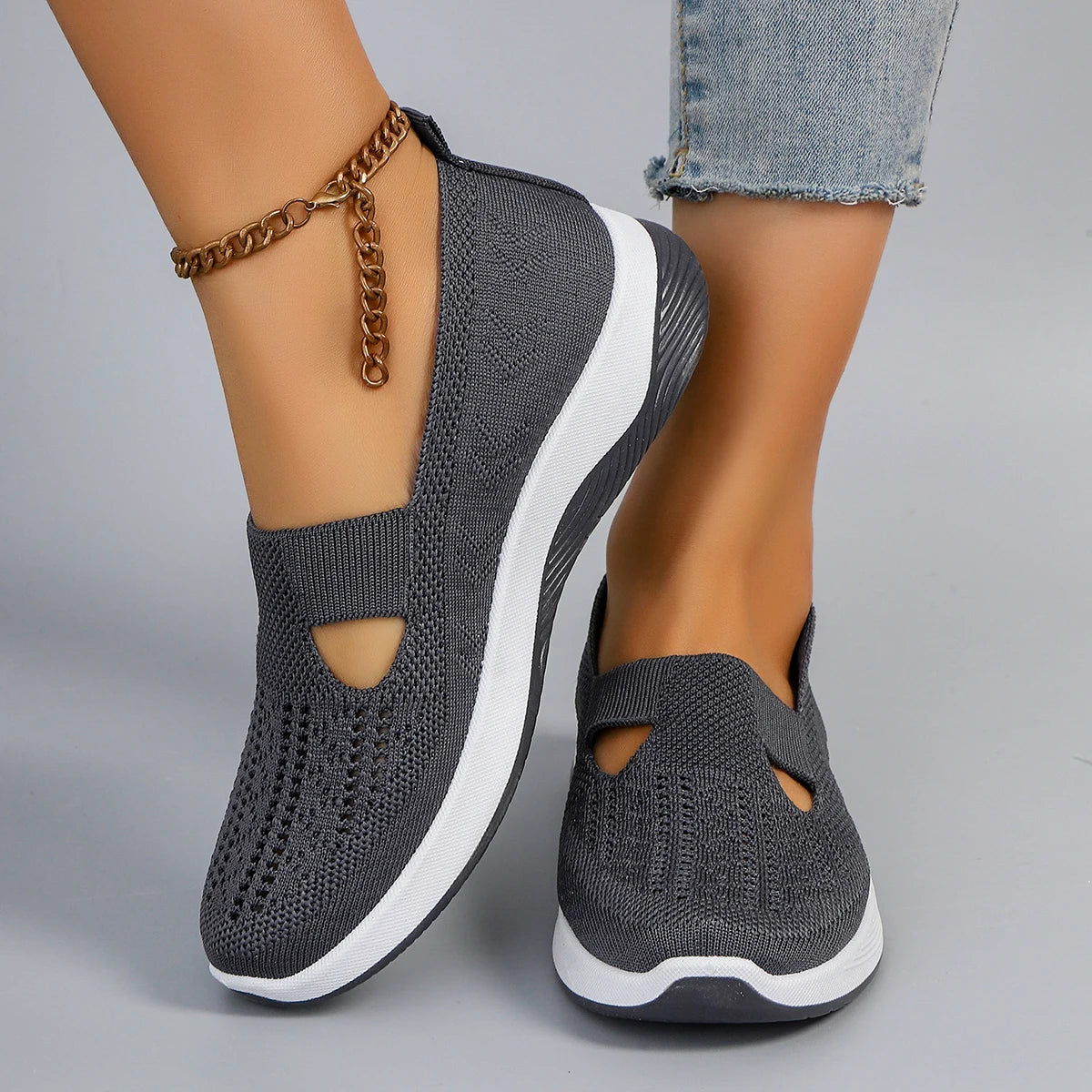 Spring new women's sports shoes, fashionable, breathable, lightweight, non-slip, wear-resistant, casual sports shoes, flat shoes