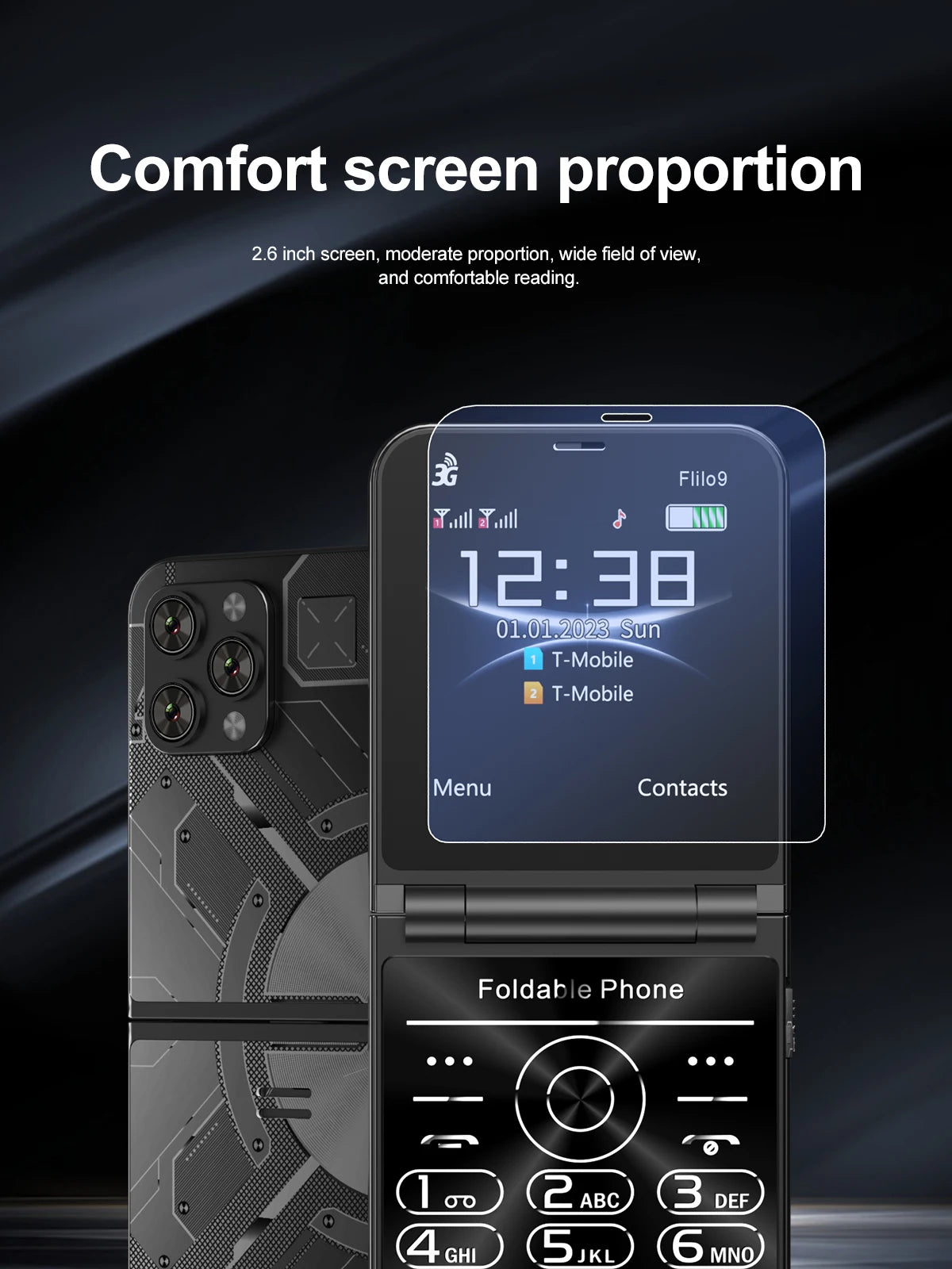 Low Price Sale SERVO Flilo9 3G Flip Mobile Phone 2 SIM Card Speed Dial Blacklist Call Record FM Radio 2.6inch Fold Cellphone MP4